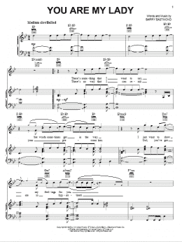 page one of You Are My Lady (Piano, Vocal & Guitar Chords (Right-Hand Melody))