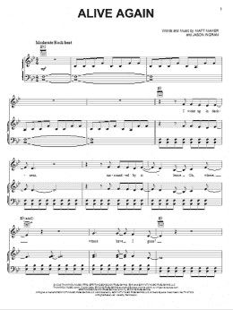 page one of Alive Again (Piano, Vocal & Guitar Chords (Right-Hand Melody))