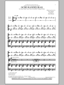 page one of Ocho Kandelikas (Unison Choir)