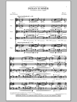 page one of Indian Summer (SATB Choir)
