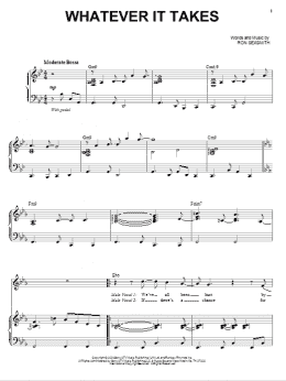 page one of Whatever It Takes (Piano & Vocal)
