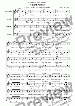 page one of Advent Anthem "Come, O Lord"
