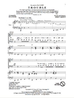 page one of T-R-O-U-B-L-E (SAB Choir)