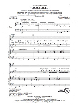 page one of T-R-O-U-B-L-E (SATB Choir)