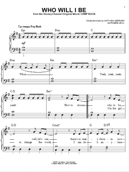 page one of Who Will I Be (from Camp Rock) (Easy Piano)