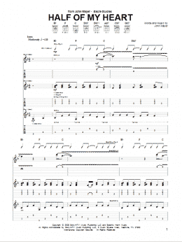 page one of Half Of My Heart (Guitar Tab)