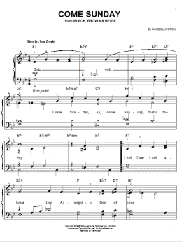 page one of Come Sunday (Easy Piano)