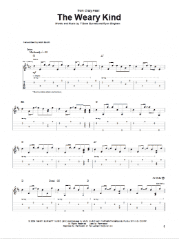 page one of The Weary Kind (Theme From Crazy Heart) (Guitar Tab)