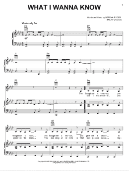 page one of What I Wanna Know (Piano, Vocal & Guitar Chords (Right-Hand Melody))