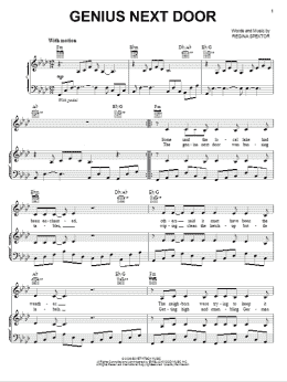 page one of Genius Next Door (Piano, Vocal & Guitar Chords (Right-Hand Melody))