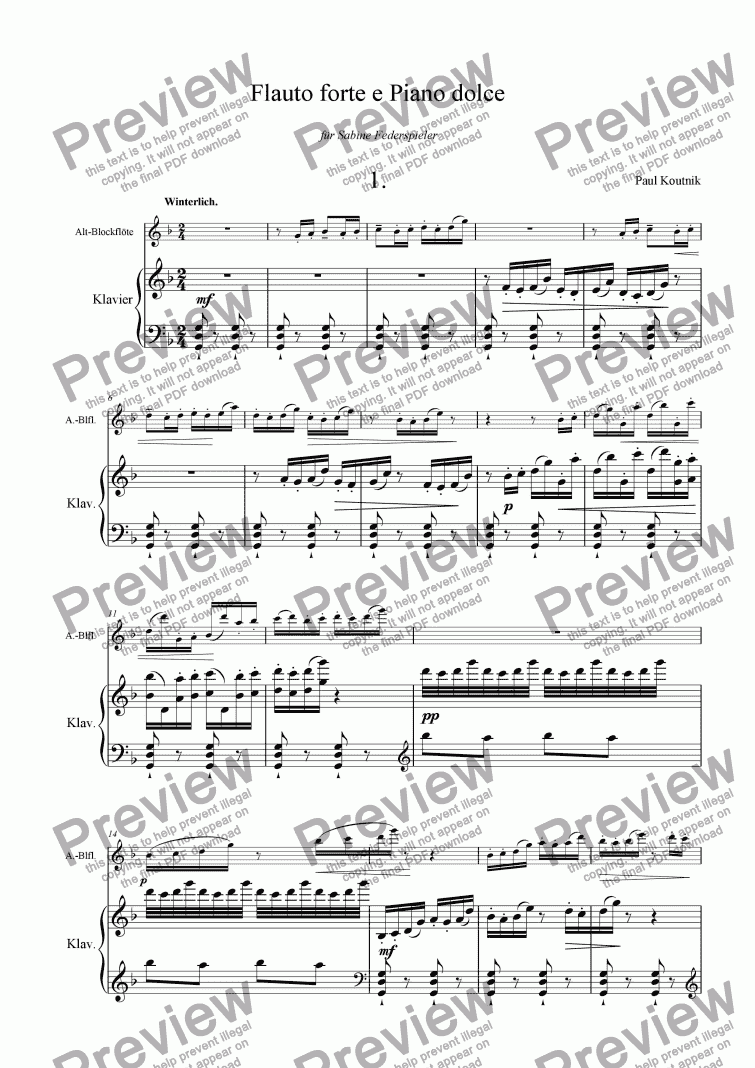 page one of Flauto Forte e Piano Dolce 1