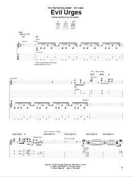 page one of Evil Urges (Guitar Tab)