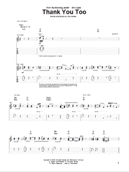 page one of Thank You Too (Guitar Tab)