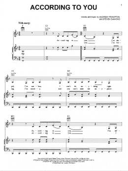 page one of According To You (Piano, Vocal & Guitar Chords (Right-Hand Melody))