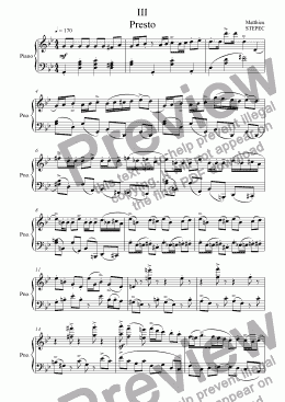 page one of Etrange Sonate pour piano et pianiste, III: presto