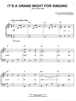 page one of It's A Grand Night For Singing (Easy Piano)