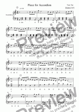 page one of Piece for Accordion