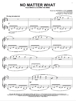 page one of No Matter What (from Whistle Down the Wind) (arr. Phillip Keveren) (Piano Solo)