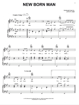 page one of New Born Man (Piano, Vocal & Guitar Chords (Right-Hand Melody))