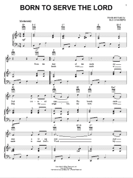 page one of Born To Serve The Lord (Piano, Vocal & Guitar Chords (Right-Hand Melody))