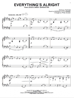 page one of Everything's Alright (from Jesus Christ Superstar) (arr. Phillip Keveren) (Piano Solo)