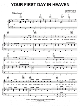 page one of Your First Day In Heaven (Piano, Vocal & Guitar Chords (Right-Hand Melody))
