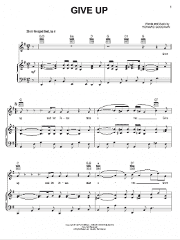 page one of Give Up (Piano, Vocal & Guitar Chords (Right-Hand Melody))