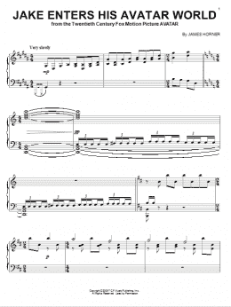page one of Jake Enters His Avatar World (Piano Solo)