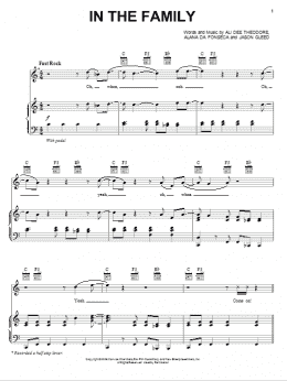 page one of In The Family (Piano, Vocal & Guitar Chords (Right-Hand Melody))