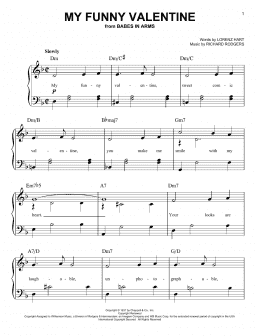 page one of My Funny Valentine (Easy Piano)