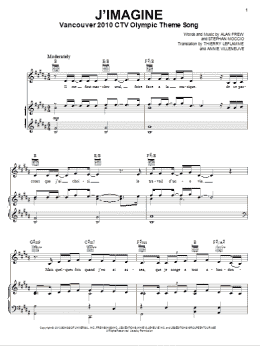 page one of J'Imagine (Piano, Vocal & Guitar Chords (Right-Hand Melody))
