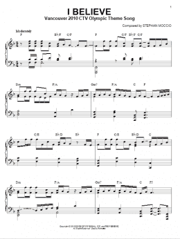 page one of I Believe (Piano Solo)