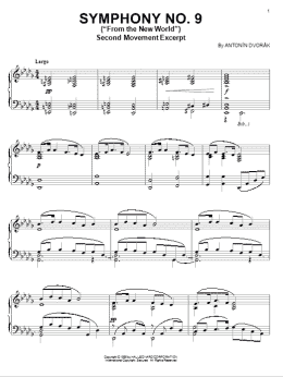 page one of Symphony No. 9 In E Minor (From The New World), Second Movement Excerpt (Piano Solo)
