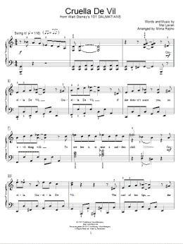 page one of Cruella De Vil (from 101 Dalmations) (arr. Mona Rejino) (Educational Piano)
