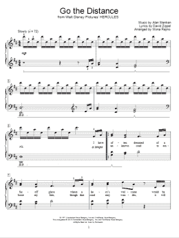 page one of Go The Distance (from Hercules) (arr. Mona Rejino) (Educational Piano)