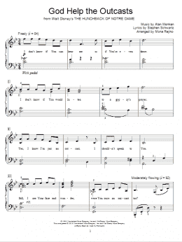 page one of God Help The Outcasts (from The Hunchback Of Notre Dame) (Educational Piano)