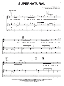 page one of Supernatural (Piano, Vocal & Guitar Chords (Right-Hand Melody))