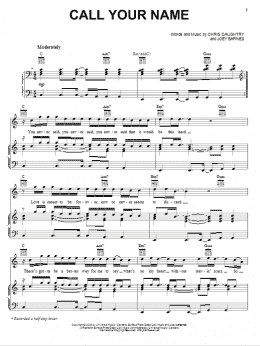 page one of Call Your Name (Piano, Vocal & Guitar Chords (Right-Hand Melody))