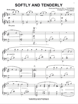 page one of Softly And Tenderly (arr. Phillip Keveren) (Piano Solo)