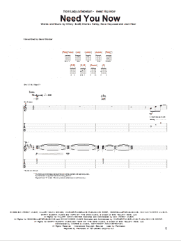 page one of Need You Now (Guitar Tab)