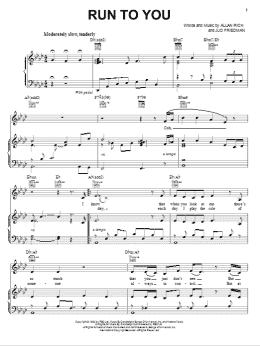 page one of Run To You (Piano, Vocal & Guitar Chords (Right-Hand Melody))
