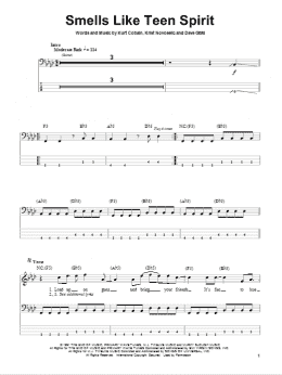 page one of Smells Like Teen Spirit (Bass Guitar Tab)
