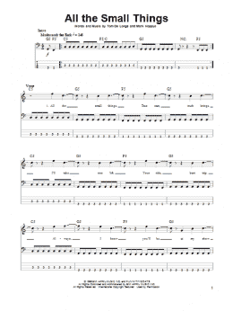 page one of All The Small Things (Bass Guitar Tab)