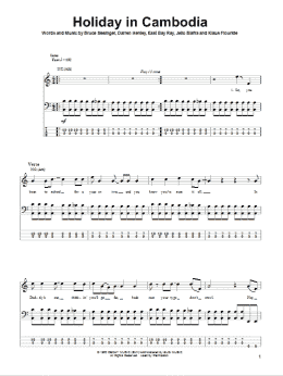page one of Holiday In Cambodia (Bass Guitar Tab)