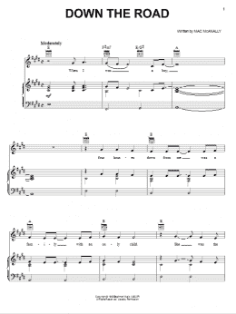 page one of Down The Road (Piano, Vocal & Guitar Chords (Right-Hand Melody))