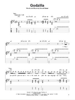 page one of Godzilla (Guitar Tab (Single Guitar))