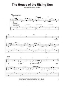 page one of The House Of The Rising Sun (Guitar Tab (Single Guitar))