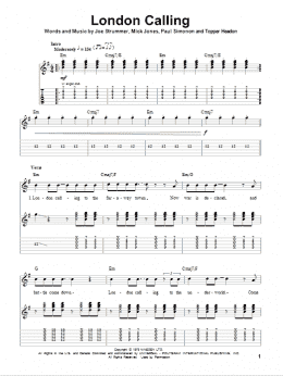 page one of London Calling (Guitar Tab (Single Guitar))