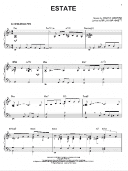 page one of Estate [Jazz version] (arr. Brent Edstrom) (Piano Solo)