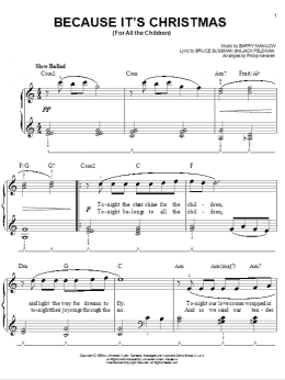 page one of Because It's Christmas (For All The Children) (arr. Phillip Keveren) (Easy Piano)